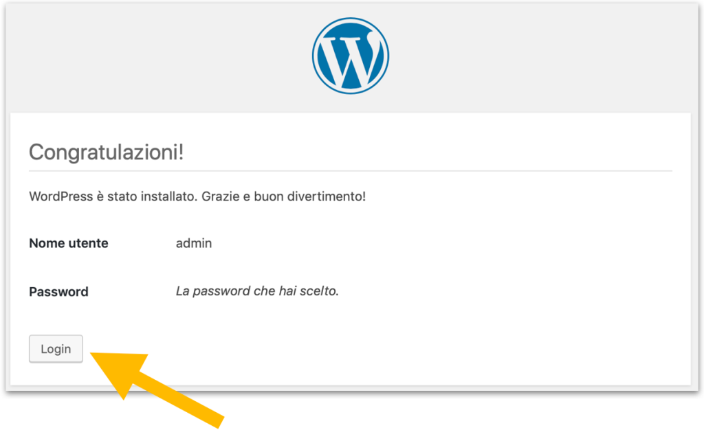 WordPress è stato installato sul tuo computer
